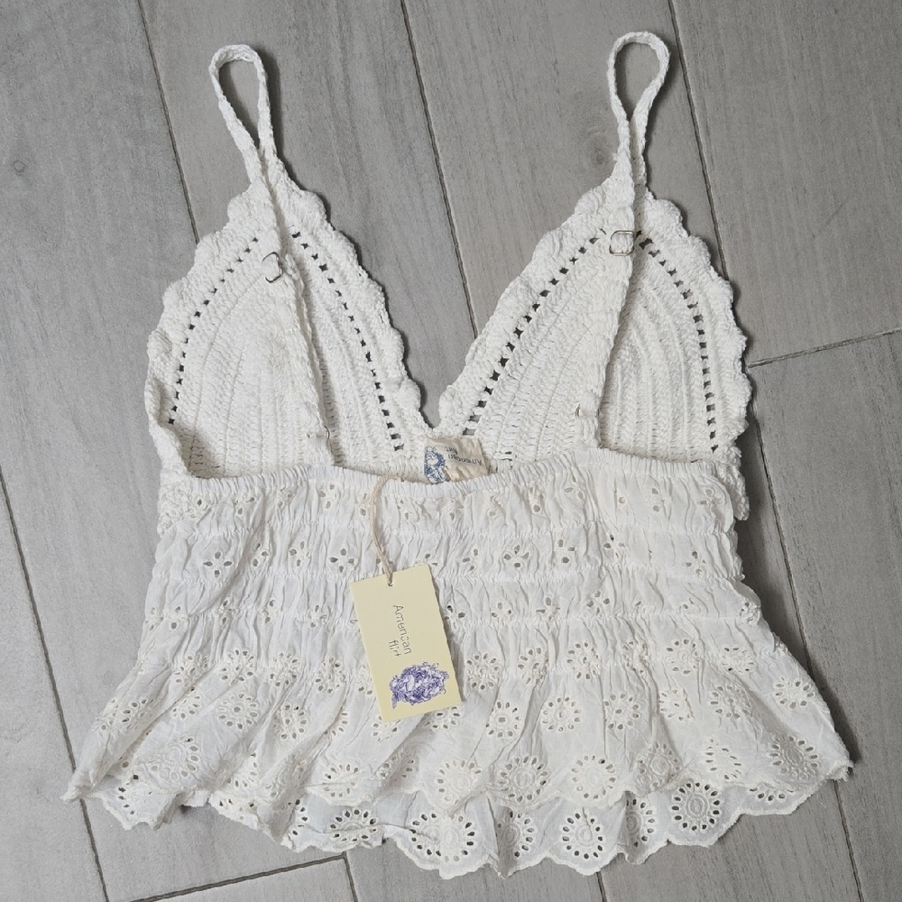 American Flirt White Crochet Tank Top - Picture 4 of 5